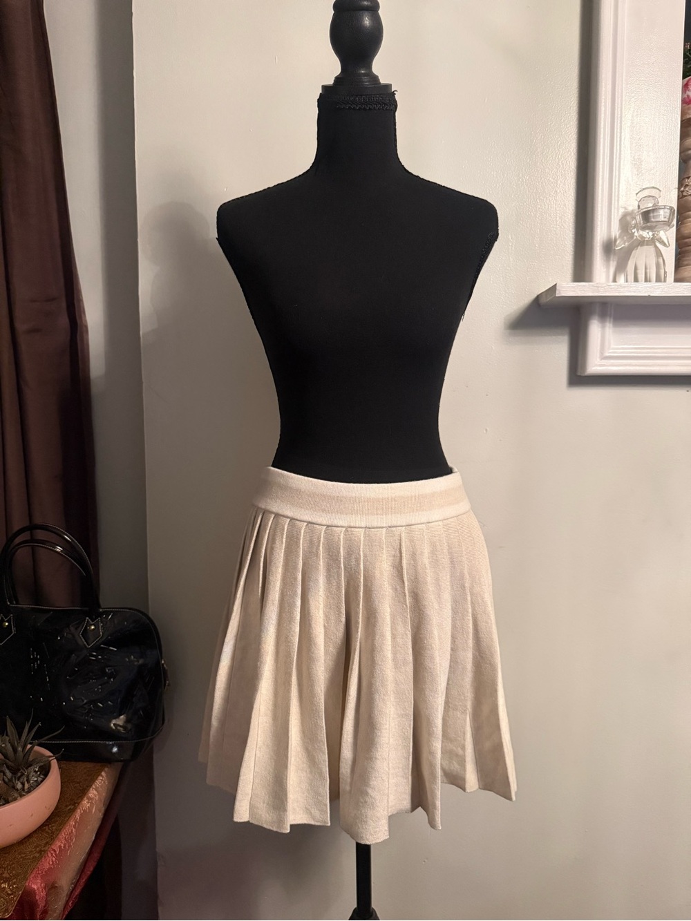 aerie Cream Pleated Circle Skirt